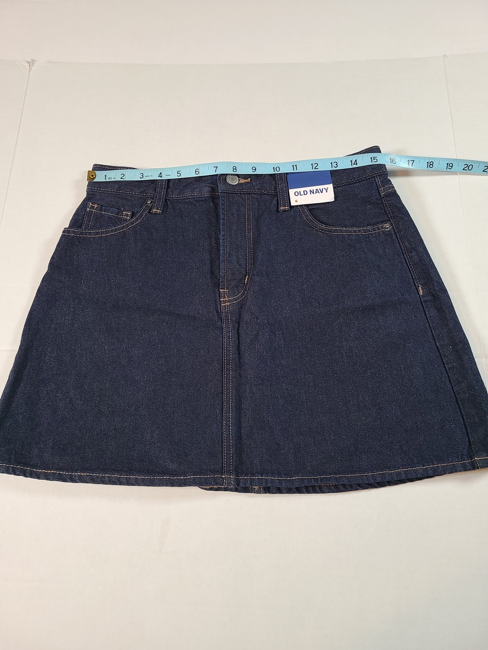 Old Navy Womens 6 Dark Blue Classic Cotton Denim A-Line Mini Skirt High Rise - Picture 8 of 8